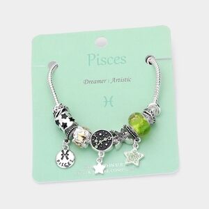 NEW Pisces Zodiac Sign Snake Chain Charm Beads Bracelet
